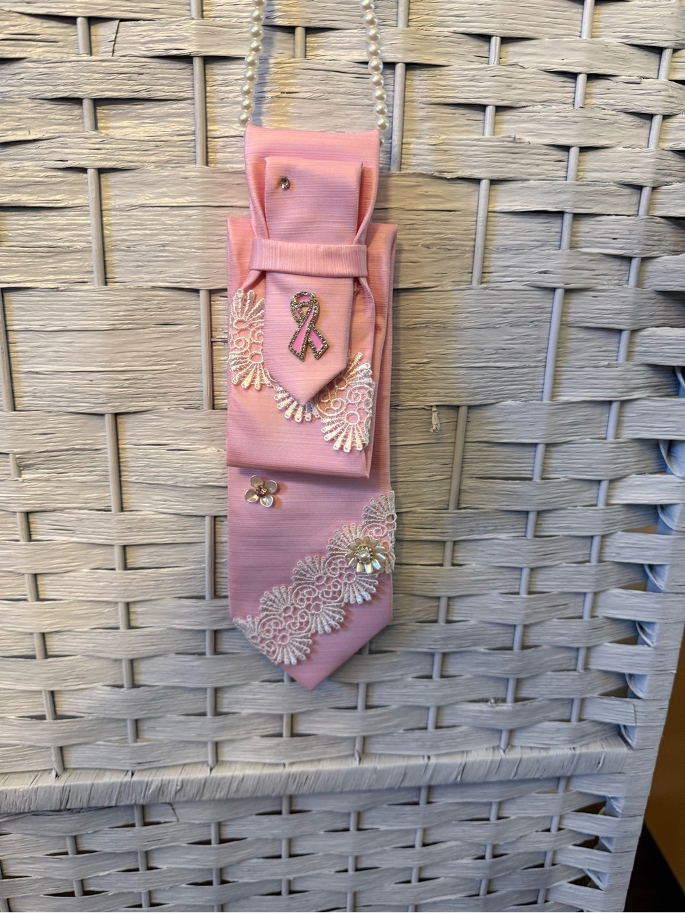Dawn of Hope — Breast Cancer Awareness Tie Necklace - Picture 5 of 5